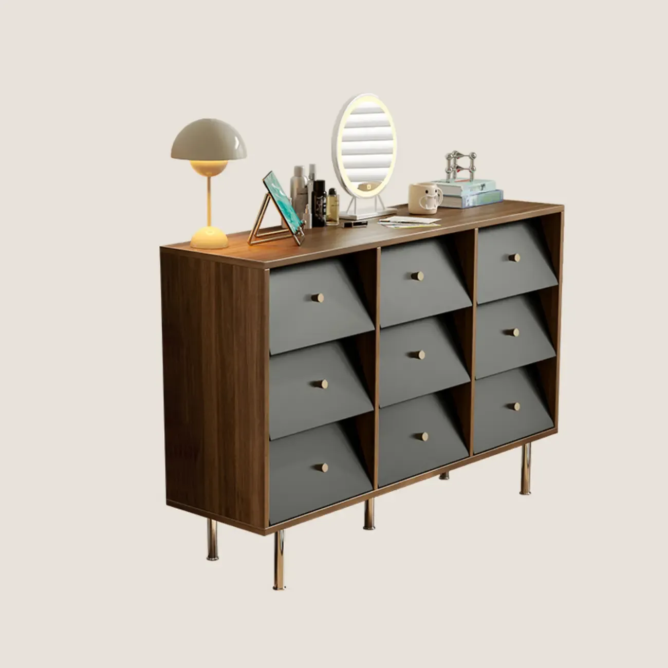 white Multi-drawer Wooden Double Dresser with Legs Image - 5