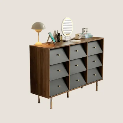 white Multi-drawer Wooden Double Dresser with Legs Image - 5