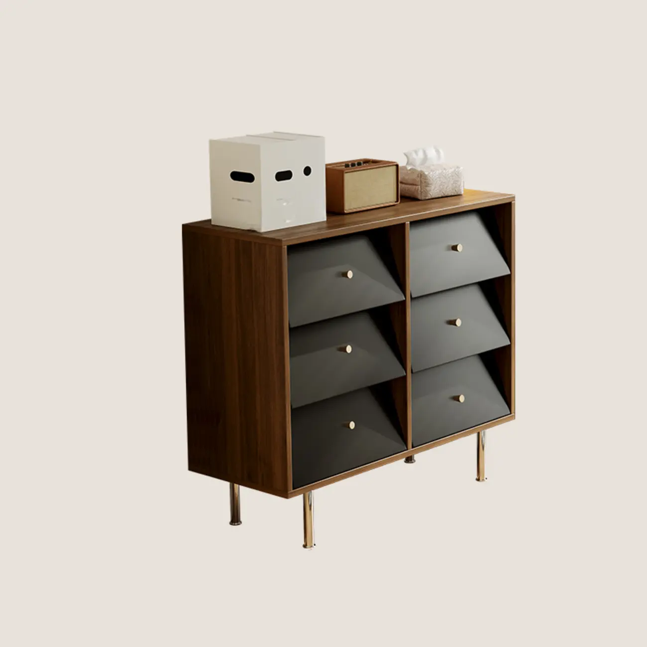 white Multi-drawer Wooden Double Dresser with Legs Image - 7 | homeyfad