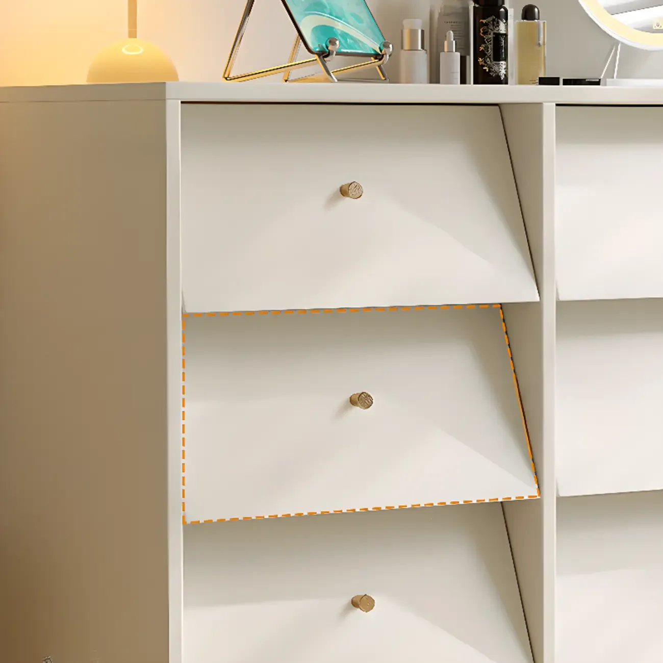white Multi-drawer Wooden Double Dresser with Legs Image - 8