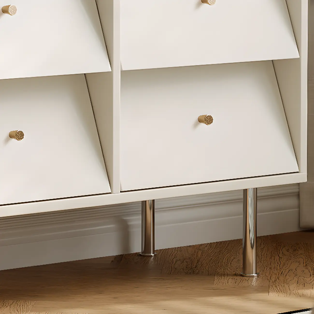 white Multi-drawer Wooden Double Dresser with Legs Image - 10 | homeyfad