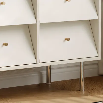 white Multi-drawer Wooden Double Dresser with Legs Image - 10