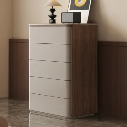 Modern Khaki Gray Horizontal Wooden Double Dresser Image - 5