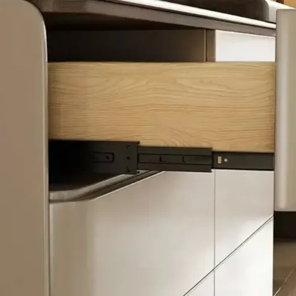 Modern Khaki Gray Horizontal Wooden Double Dresser Image - 9