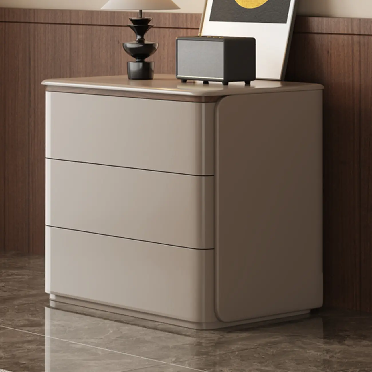 Modern Khaki Gray Horizontal Wooden Double Dresser Image - 11 | homeyfad