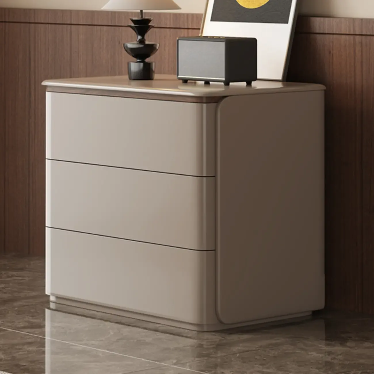 Modern Khaki Gray Horizontal Wooden Double Dresser Image - 11
