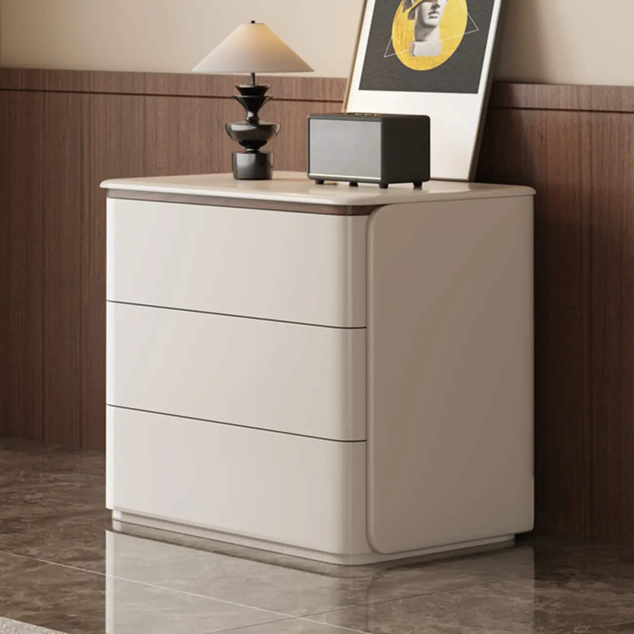 Modern Khaki Gray Horizontal Wooden Double Dresser Image - 16 | homeyfad