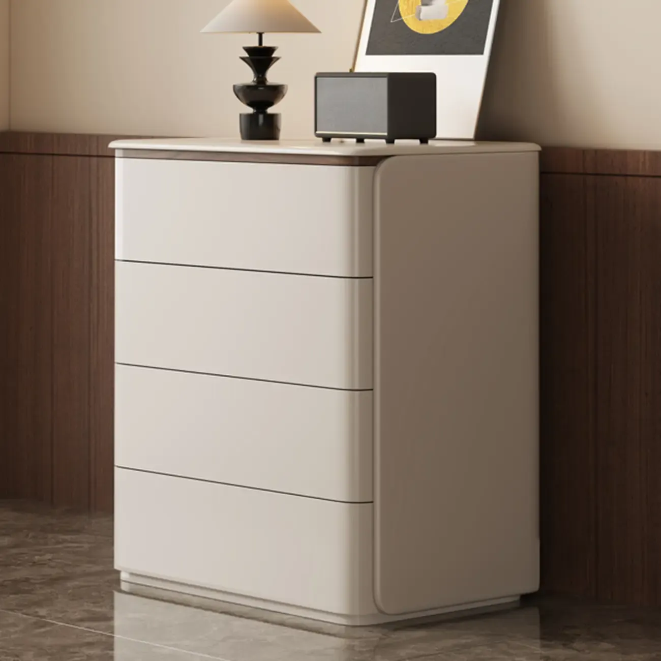 Modern Khaki Gray Horizontal Wooden Double Dresser Image - 17