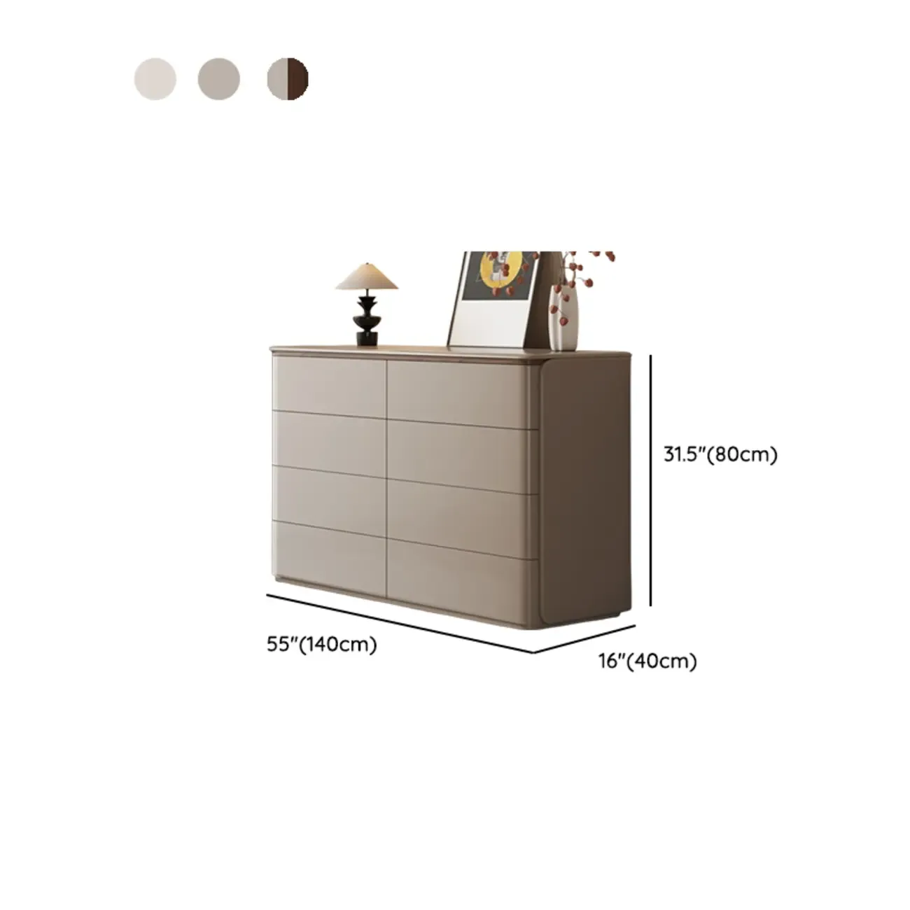 Modern Khaki Gray Horizontal Wooden Double Dresser Image - 26