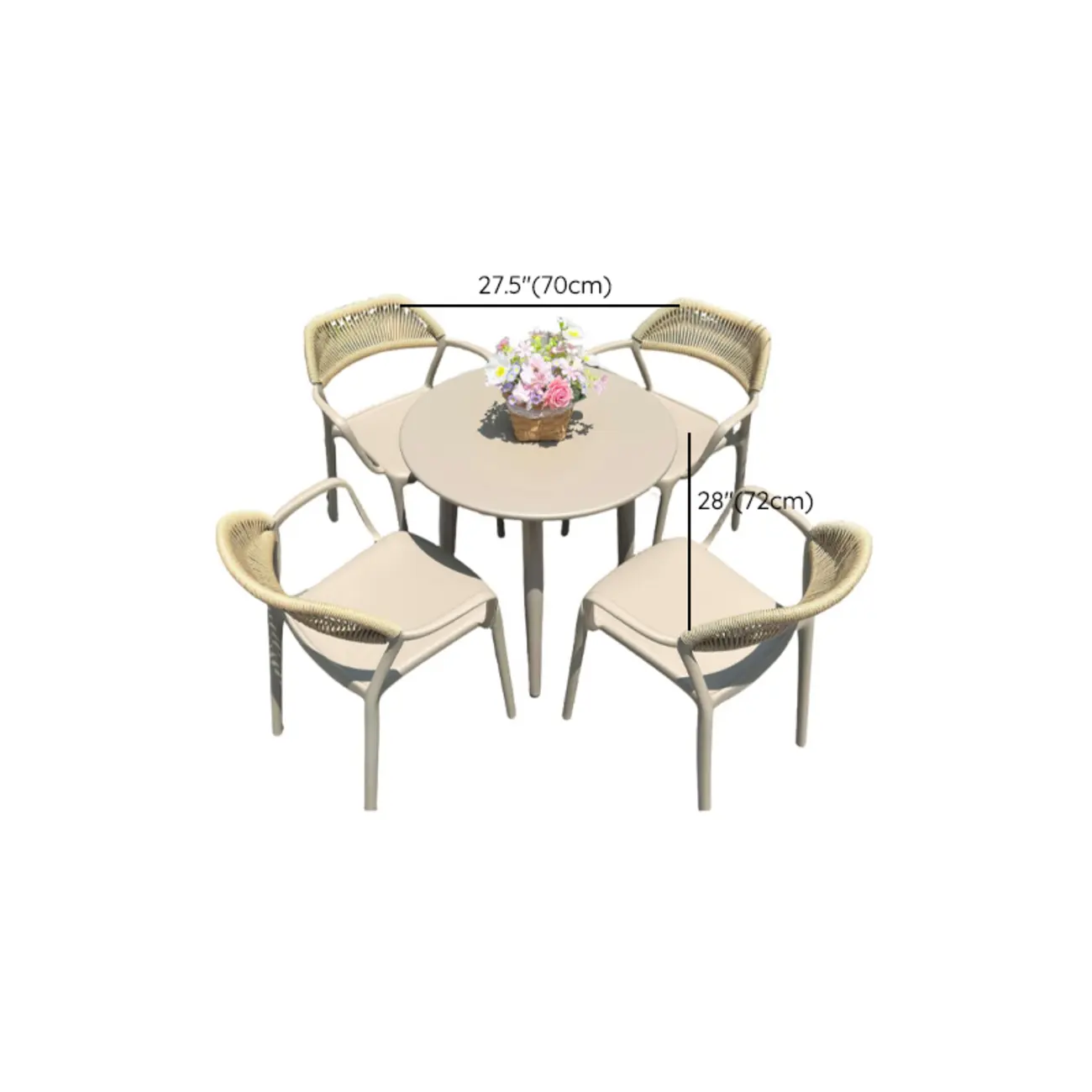 Contemporary Beige Patio Dining Set Weatherproof Image - 14 | homeyfad