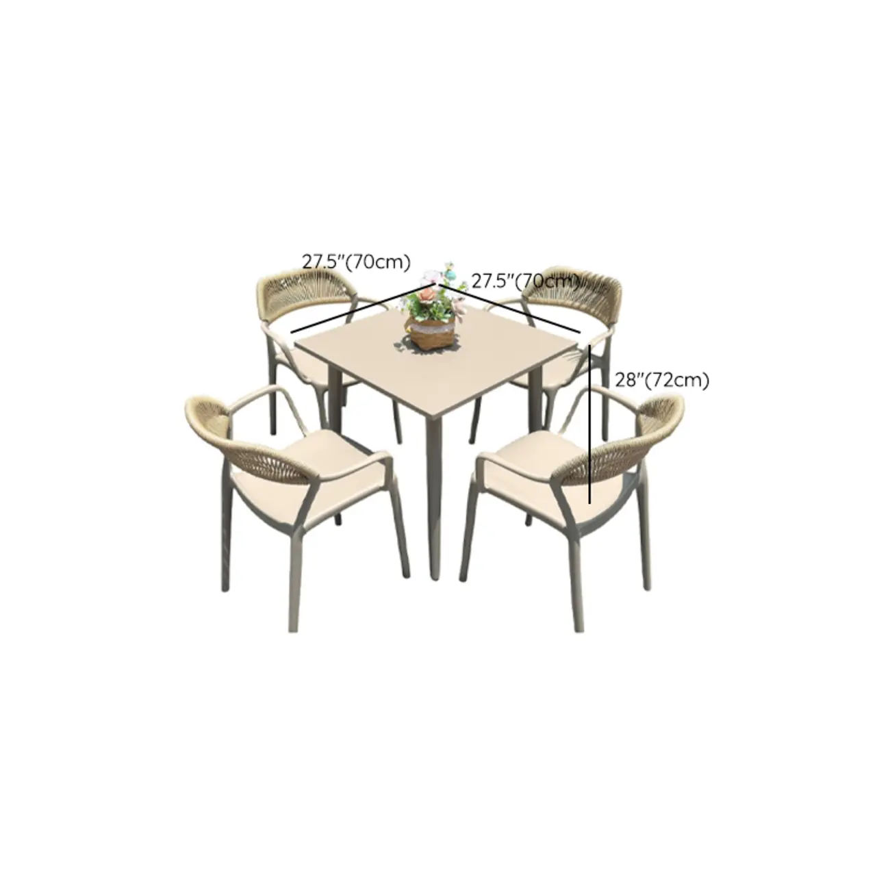 Contemporary Beige Patio Dining Set Weatherproof Image - 15 | homeyfad