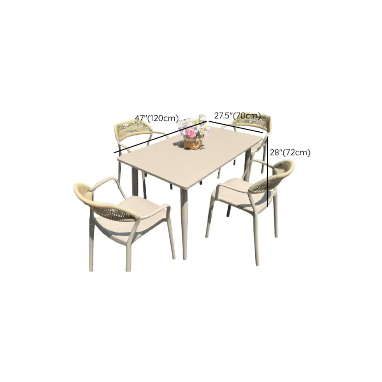 Contemporary Beige Patio Dining Set Weatherproof Image - 16 | homeyfad