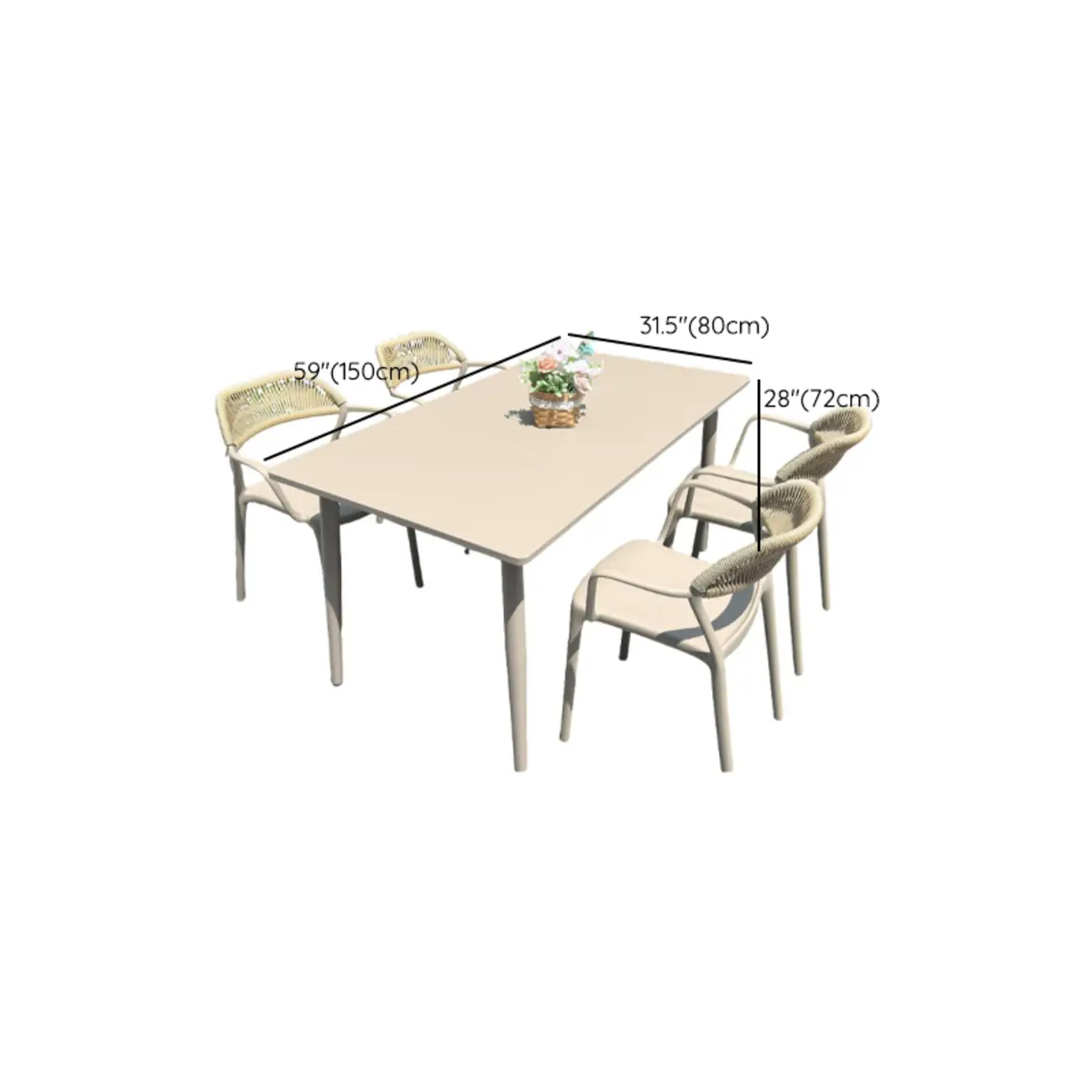 Contemporary Beige Patio Dining Set Weatherproof Image - 17 | homeyfad