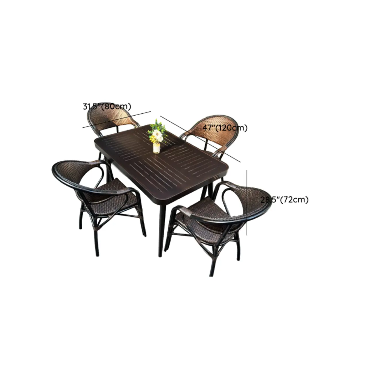 Black Outdoor Bistro Set With Woven Armchairs #size | homeyfad