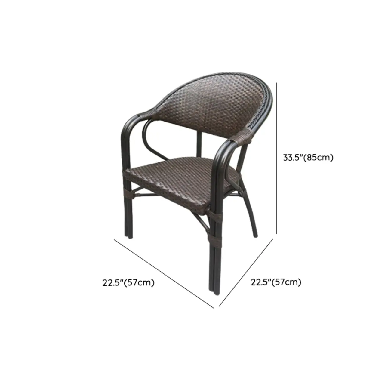 Black Outdoor Bistro Set With Woven Armchairs Image - 19 | homeyfad