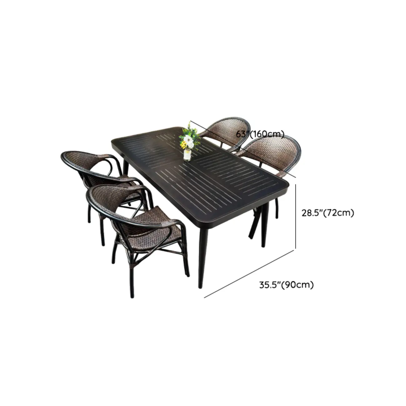 Black Outdoor Bistro Set With Woven Armchairs Image - 20 | homeyfad