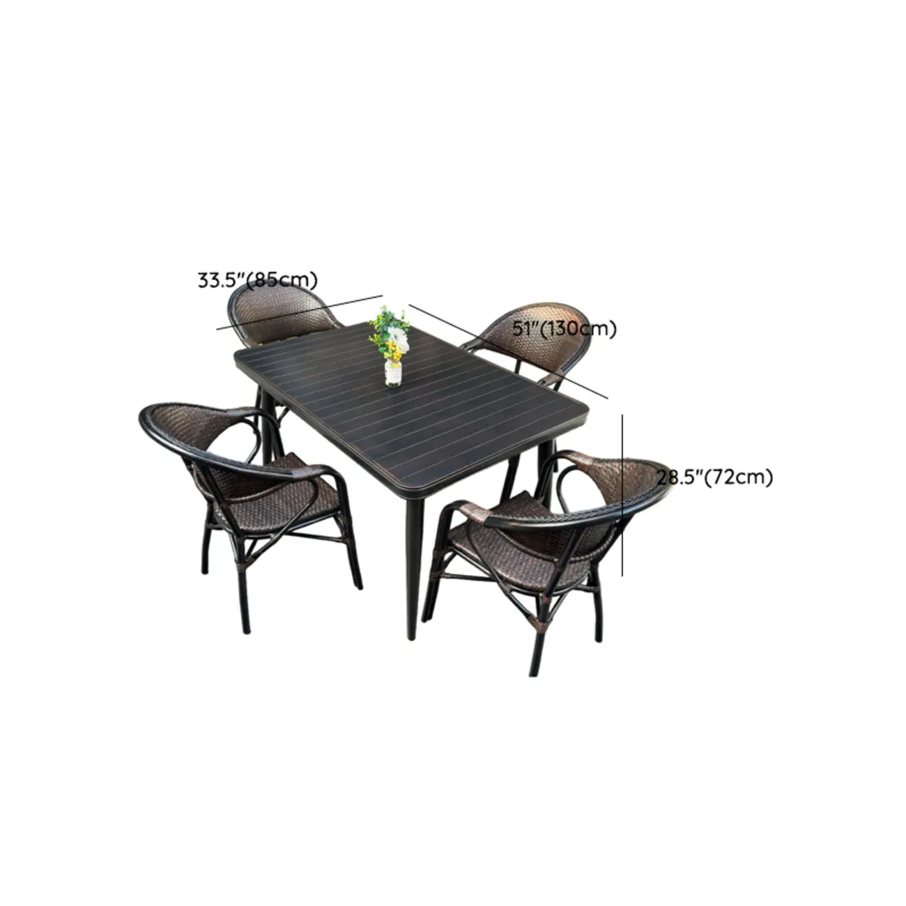 Black Outdoor Bistro Set With Woven Armchairs Image - 21 | homeyfad
