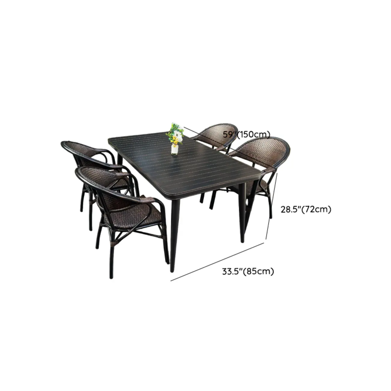 Black Outdoor Bistro Set With Woven Armchairs Image - 22 | homeyfad