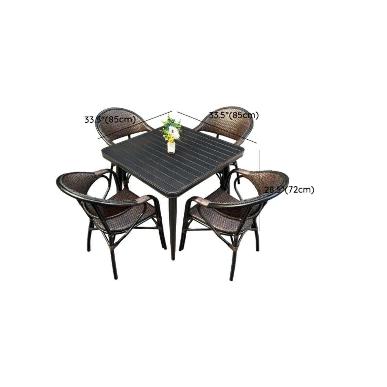 Black Outdoor Bistro Set With Woven Armchairs Image - 23 | homeyfad