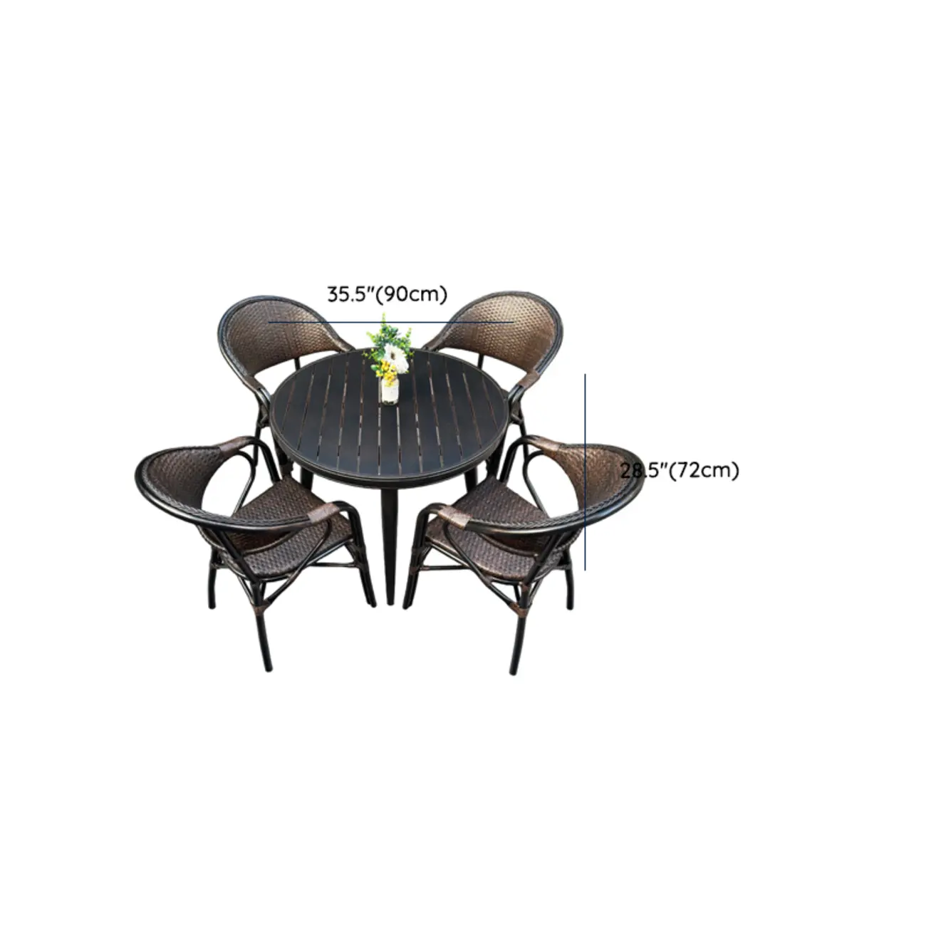 Black Outdoor Bistro Set With Woven Armchairs Image - 24 | homeyfad