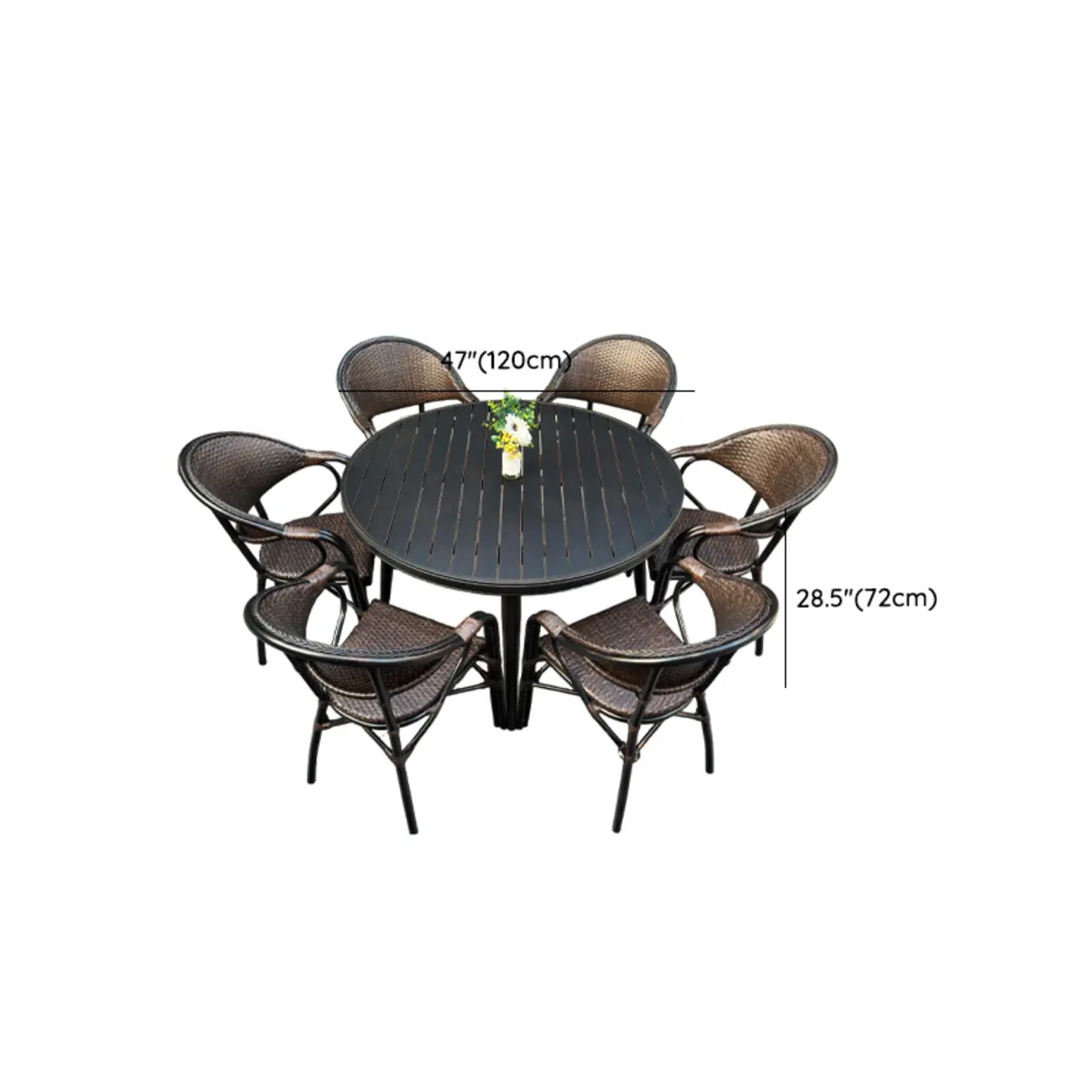 Black Outdoor Bistro Set With Woven Armchairs Image - 26 | homeyfad