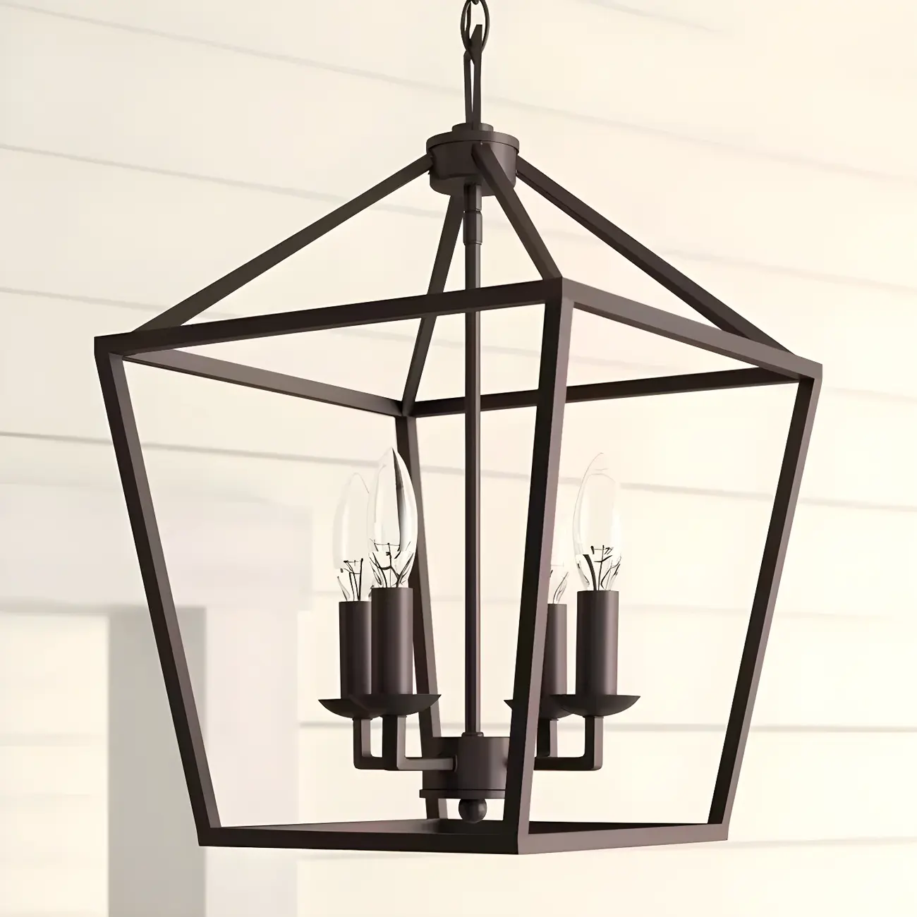 Black Geometric Metal Lantern Chandelier Modern Design | homeyfad