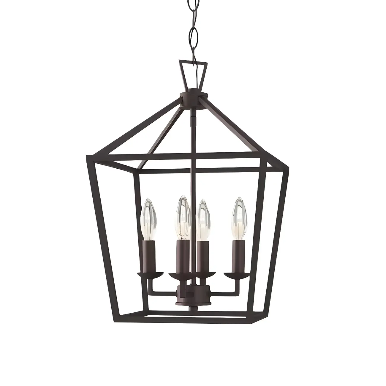 Black Geometric Metal Lantern Chandelier Modern Design | homeyfad