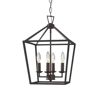 Black Geometric Metal Lantern Chandelier Modern Design