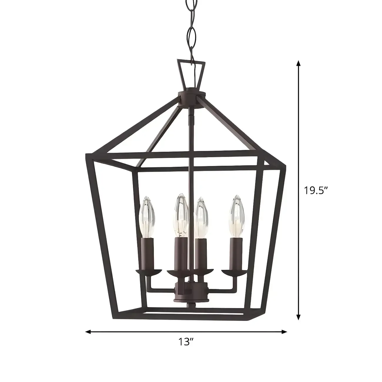 Black Geometric Metal Lantern Chandelier Modern Design