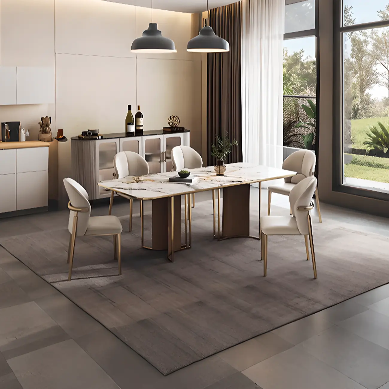 Glam Armless Genuine Leather Dining Chairs With Metal Legs Image - 9 | homeyfad