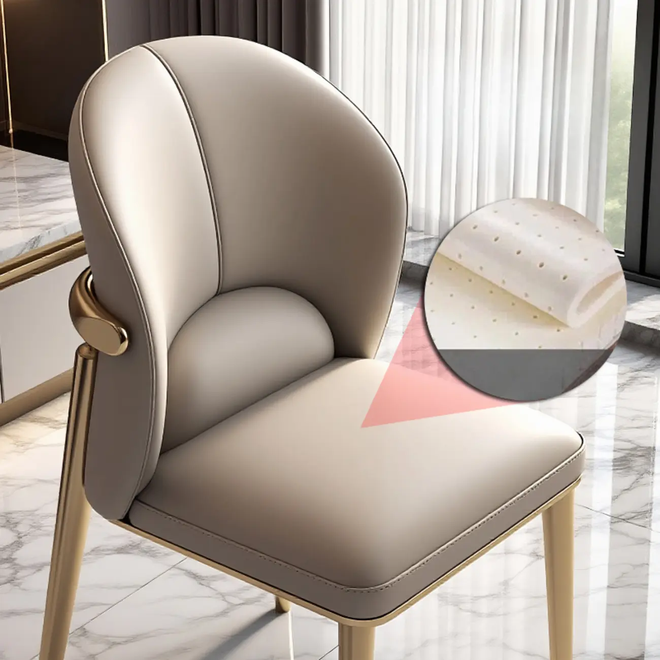 Glam Armless Genuine Leather Dining Chairs With Metal Legs Image - 13 | homeyfad