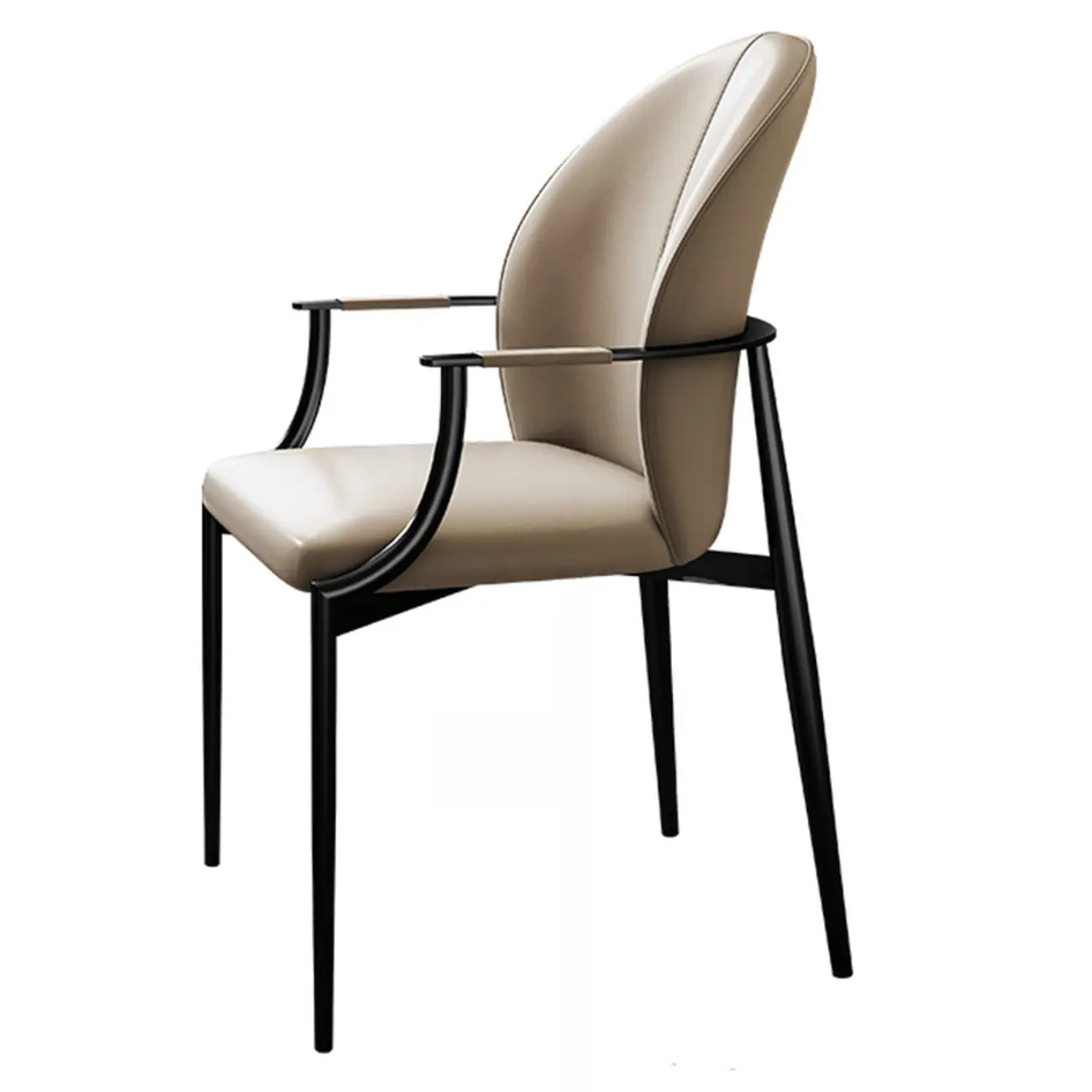 Genuine Leather Glam Modern Upholstered Arm Dining Chairs Image - 12 | homeyfad