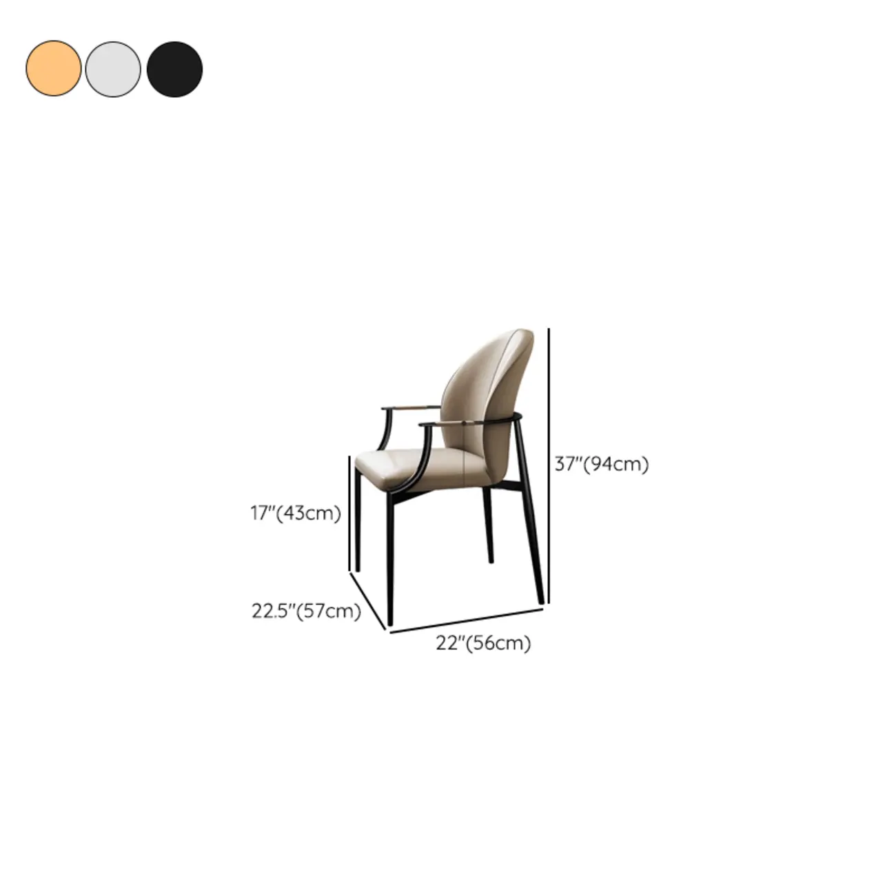 Genuine Leather Glam Modern Upholstered Arm Dining Chairs #size | homeyfad