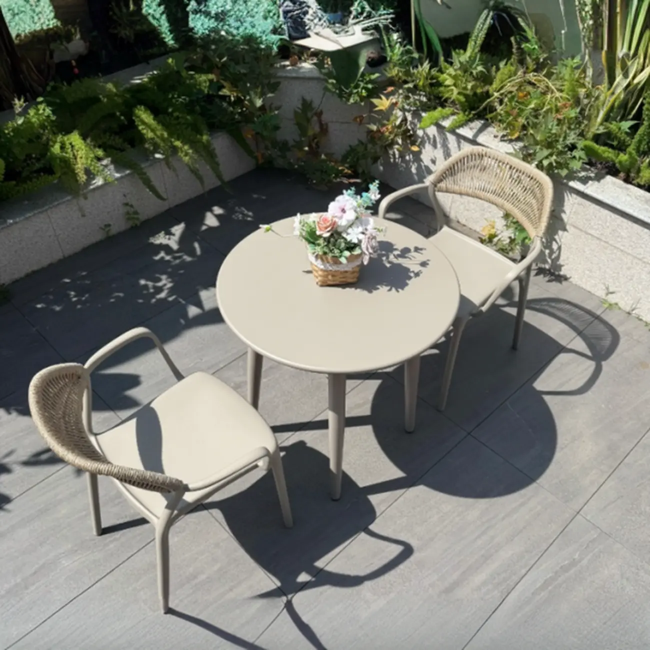 Classic Small Beige Patio Rust-resistant Outdoor Set Image - 1 | homeyfad