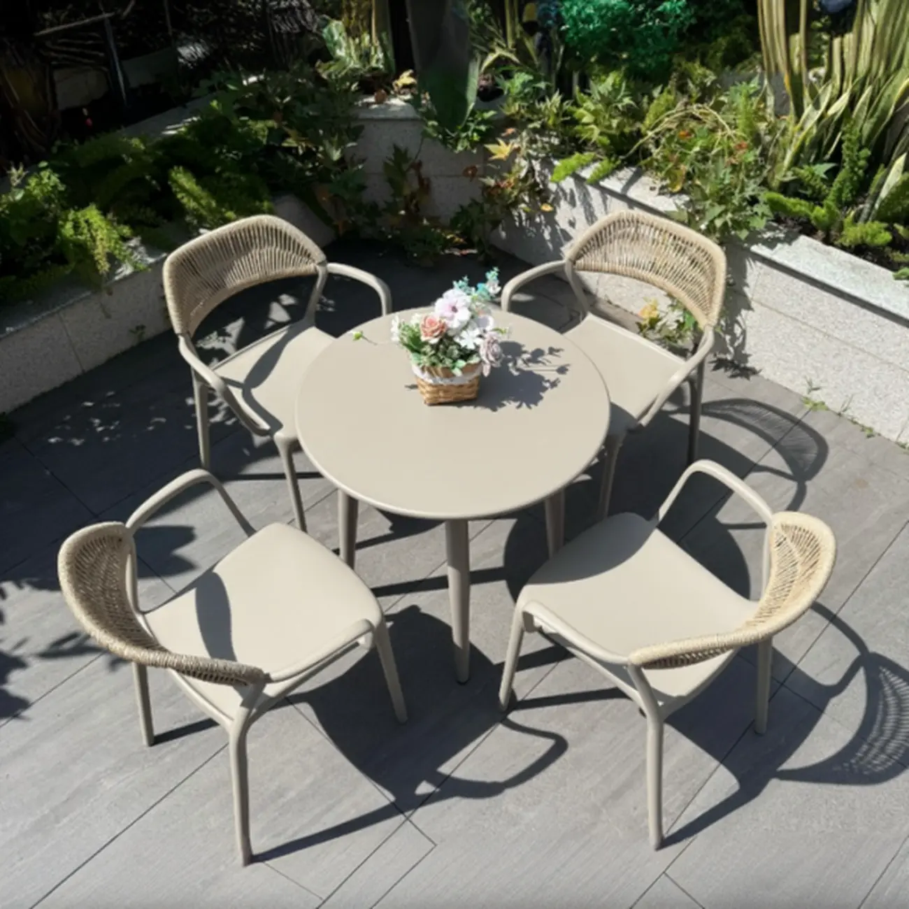 Classic Small Beige Patio Rust-resistant Outdoor Set Image - 2 | homeyfad
