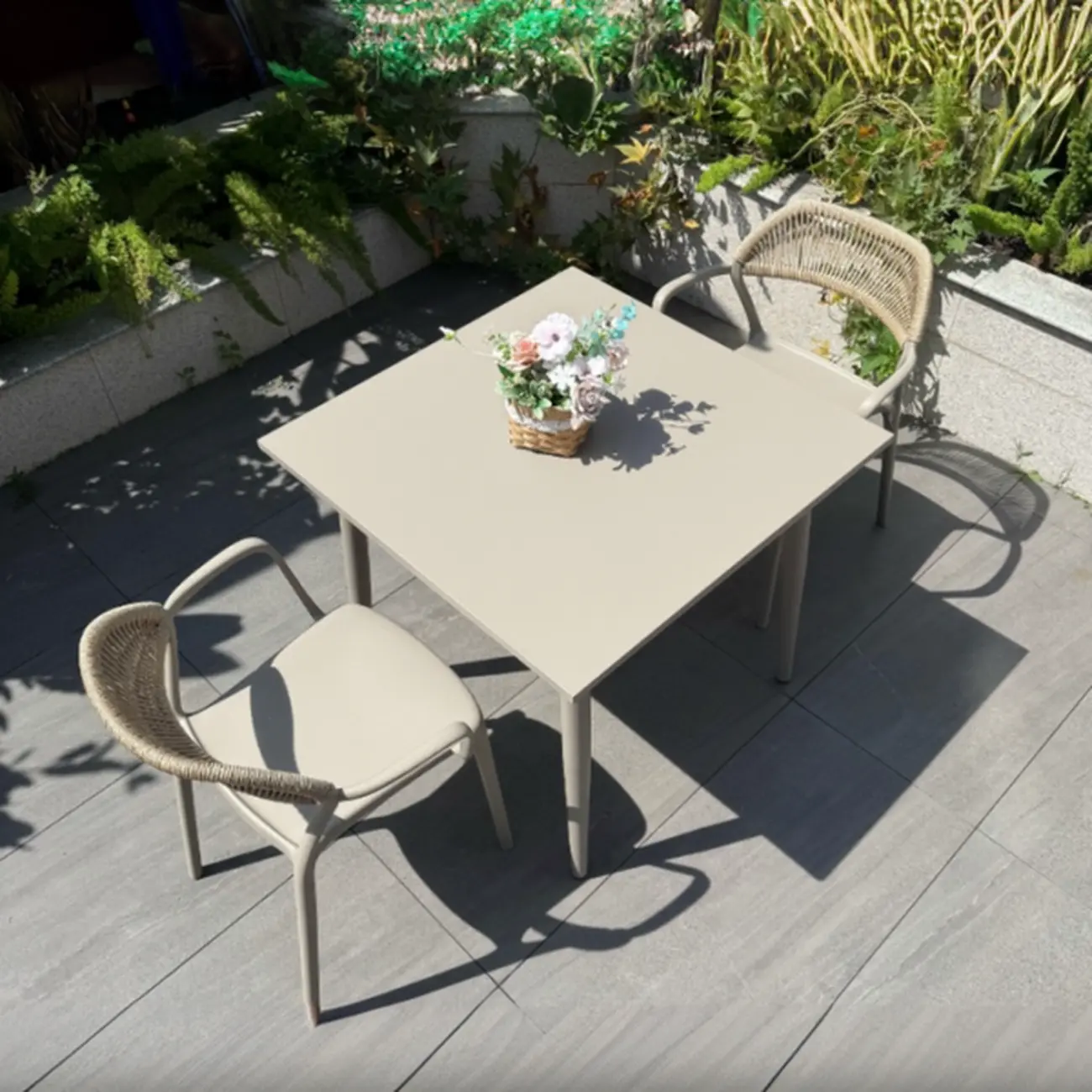 Classic Small Beige Patio Rust-resistant Outdoor Set Image - 3 | homeyfad