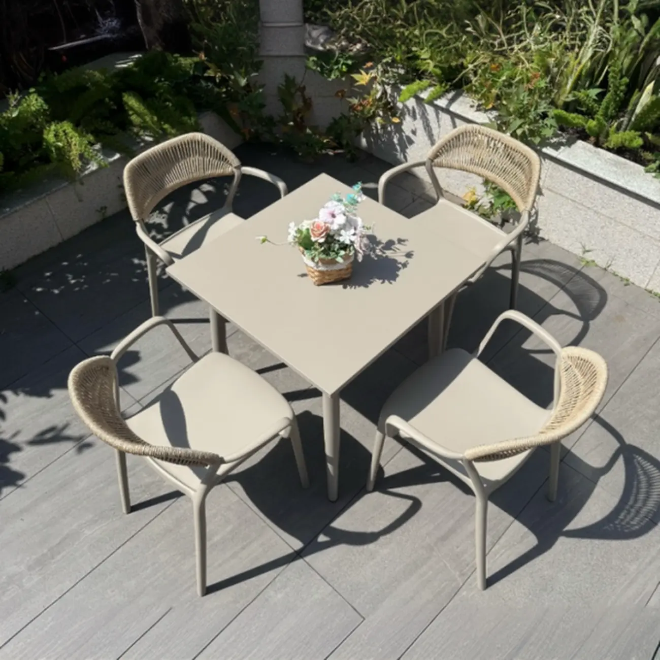 Classic Small Beige Patio Rust-resistant Outdoor Set Image - 5 | homeyfad