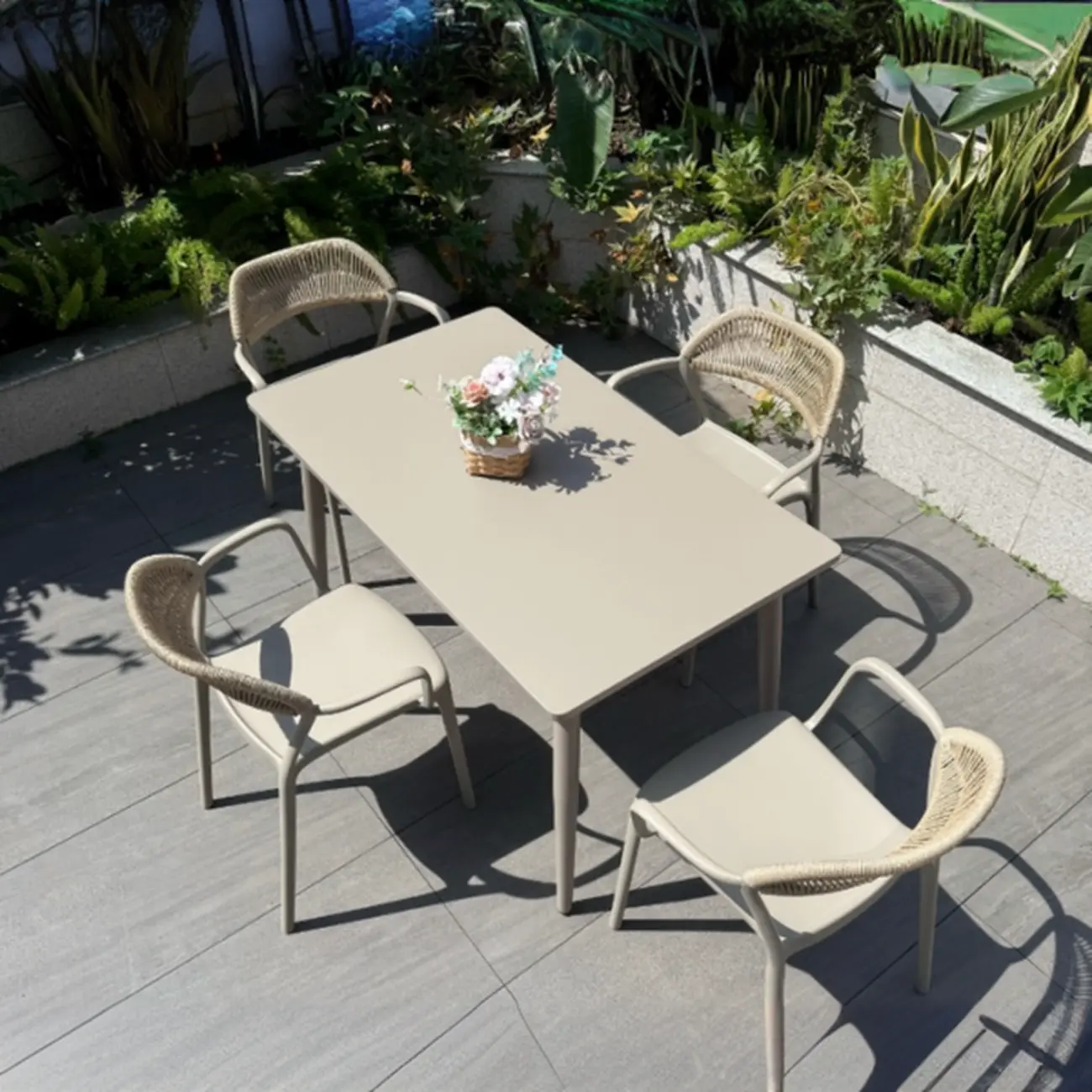 Classic Small Beige Patio Rust-resistant Outdoor Set Image - 7 | homeyfad