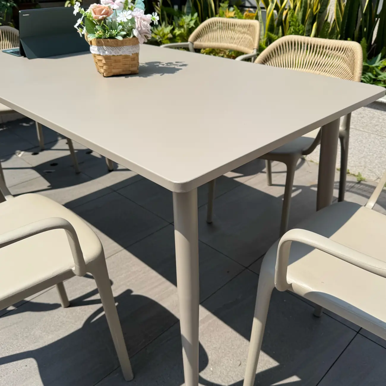 Classic Small Beige Patio Rust-resistant Outdoor Set Image - 8 | homeyfad