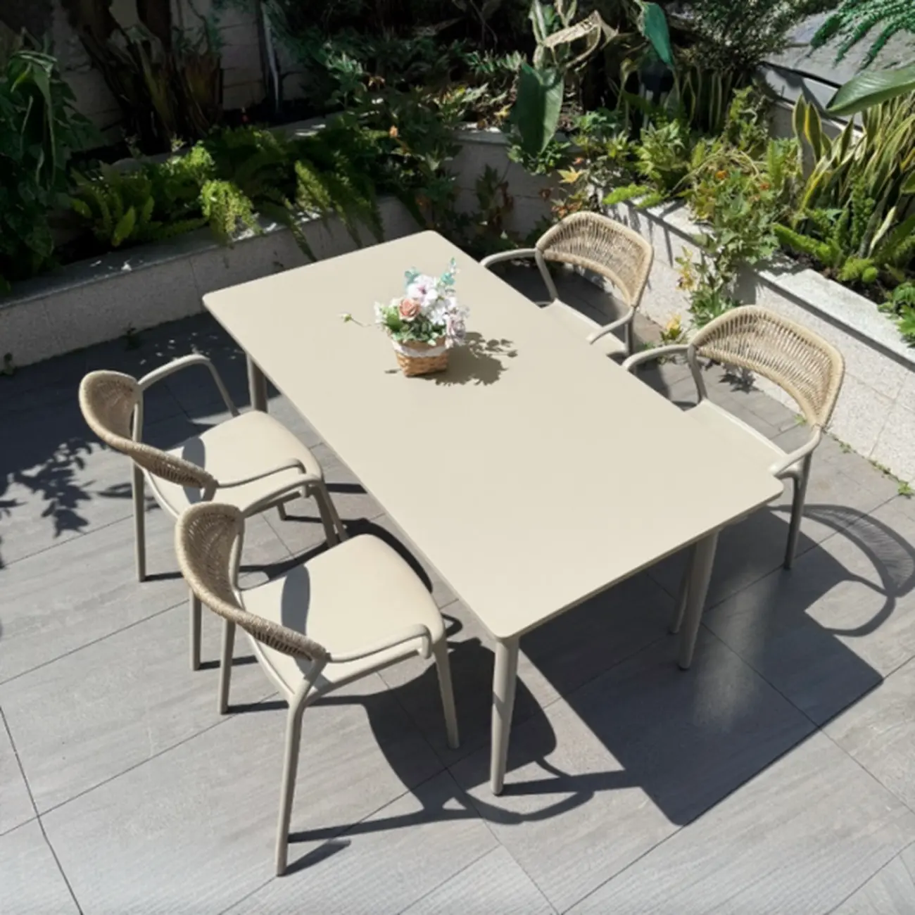 Classic Small Beige Patio Rust-resistant Outdoor Set Image - 9 | homeyfad