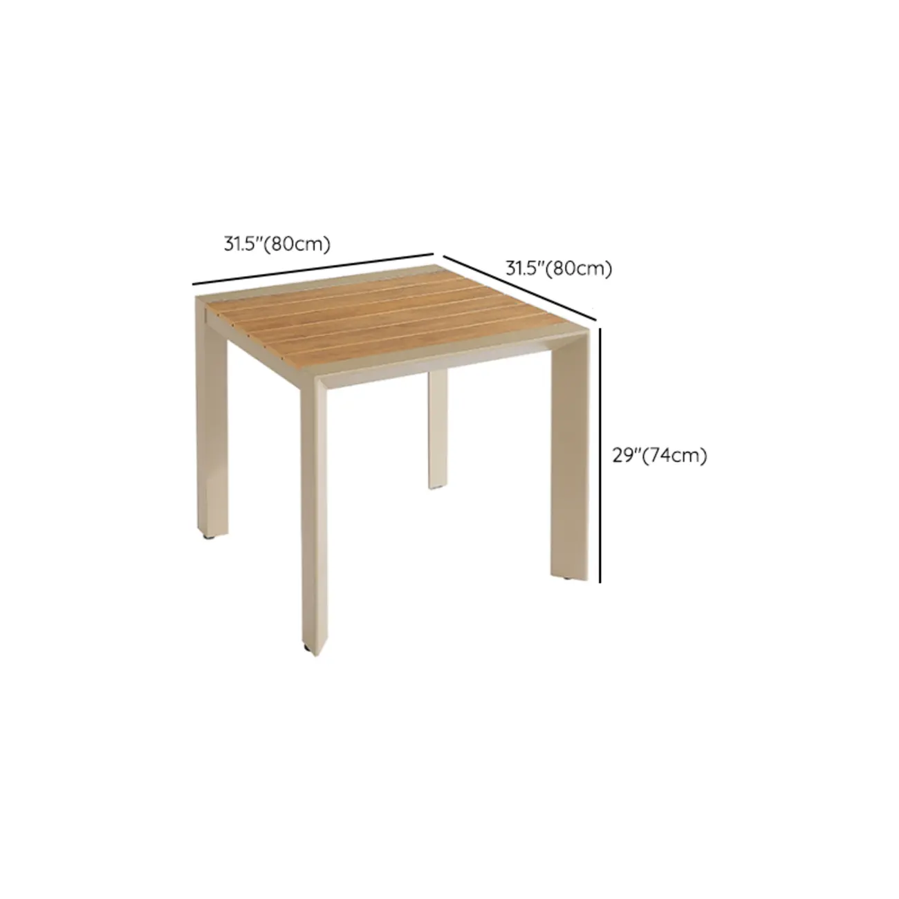 5 Piece Minimalist Wood Metal Patio Dining Set #size | homeyfad