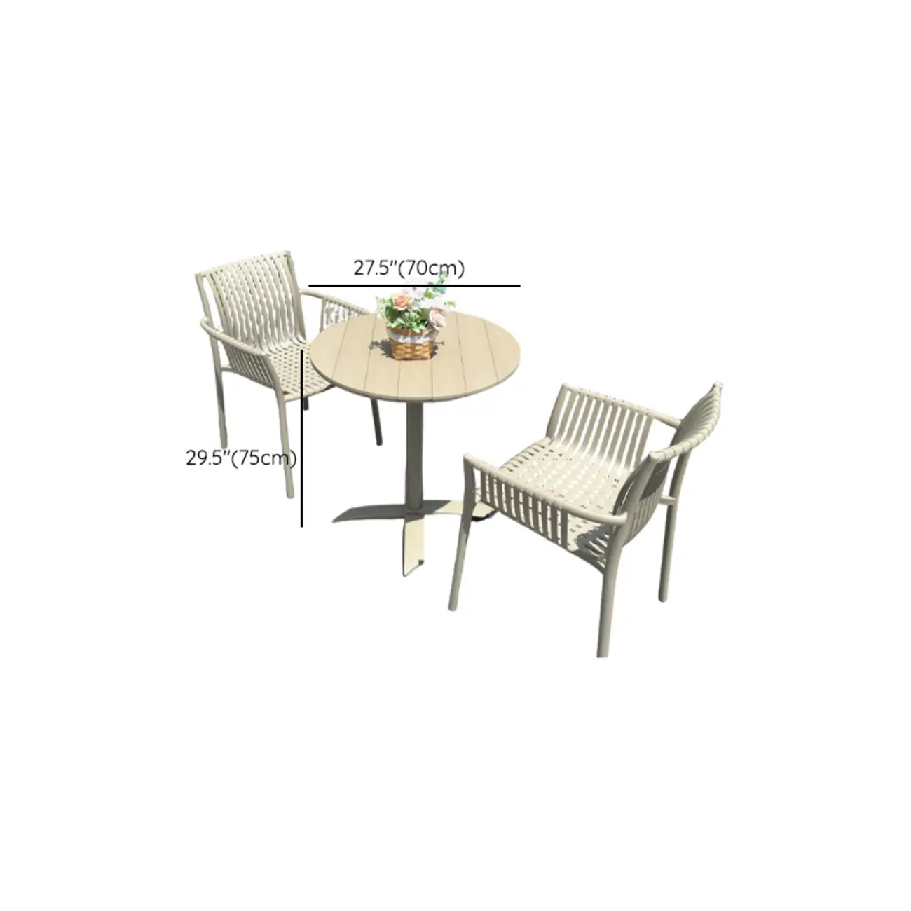 5 Piece Metal Beige Outdoor Dining Set #size | homeyfad