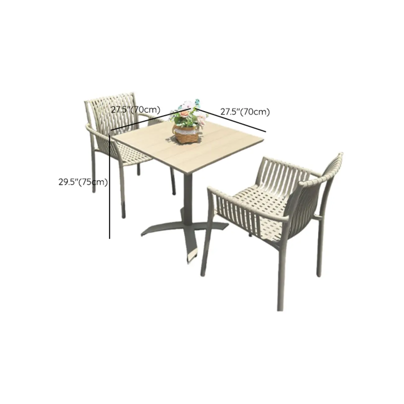 5 Piece Metal Beige Outdoor Dining Set Image - 13 | homeyfad