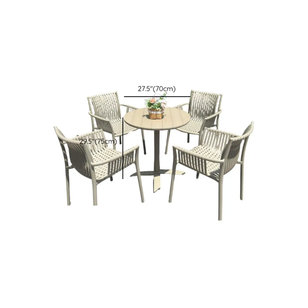 5 Piece Metal Beige Outdoor Dining Set Image - 14 | homeyfad