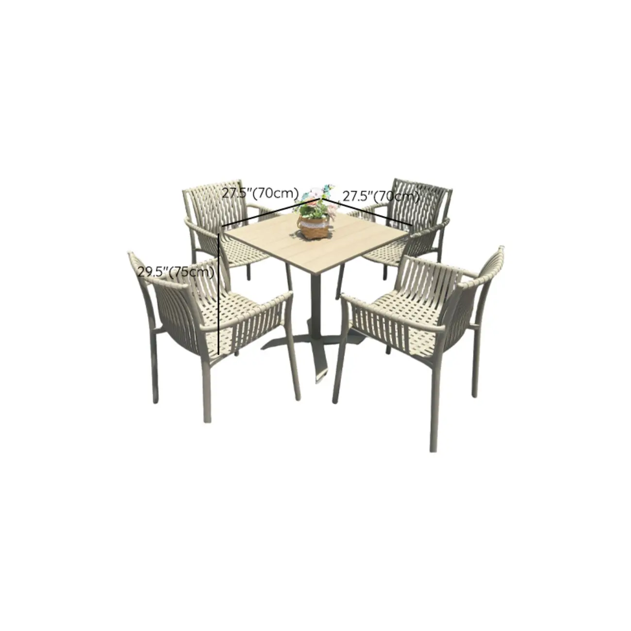 5 Piece Metal Beige Outdoor Dining Set Image - 15 | homeyfad
