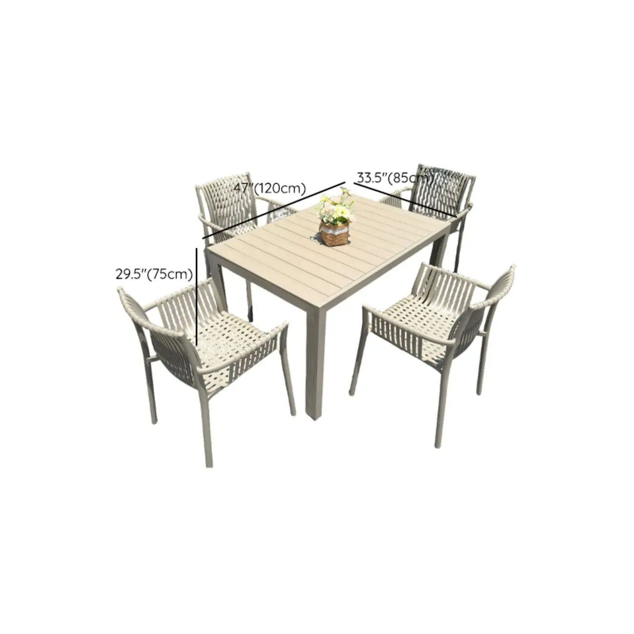 5 Piece Metal Beige Outdoor Dining Set Image - 16 | homeyfad