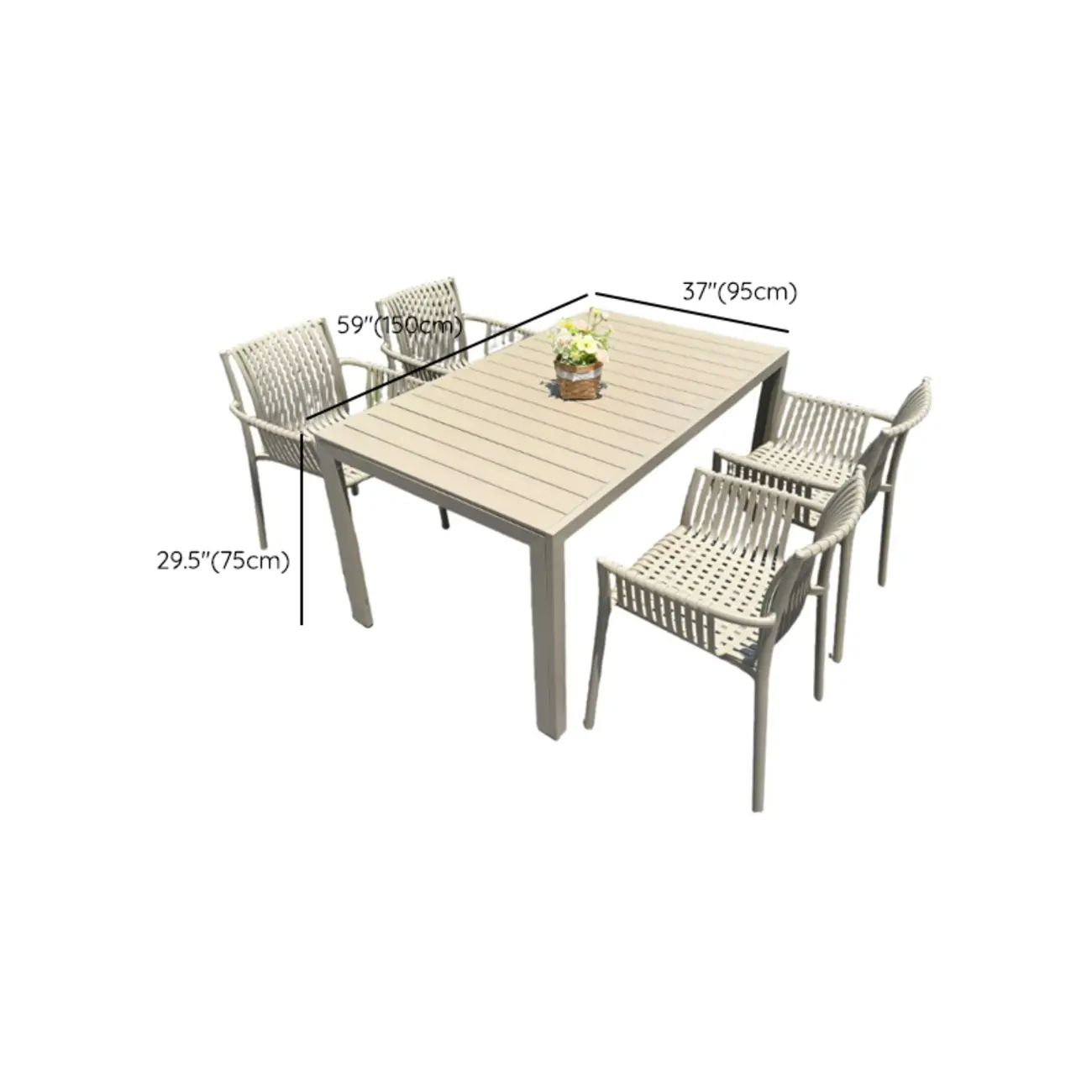 5 Piece Metal Beige Outdoor Dining Set Image - 17 | homeyfad