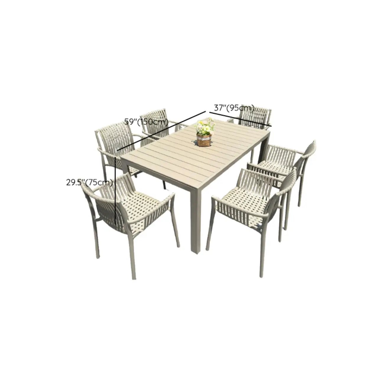 5 Piece Metal Beige Outdoor Dining Set Image - 18 | homeyfad