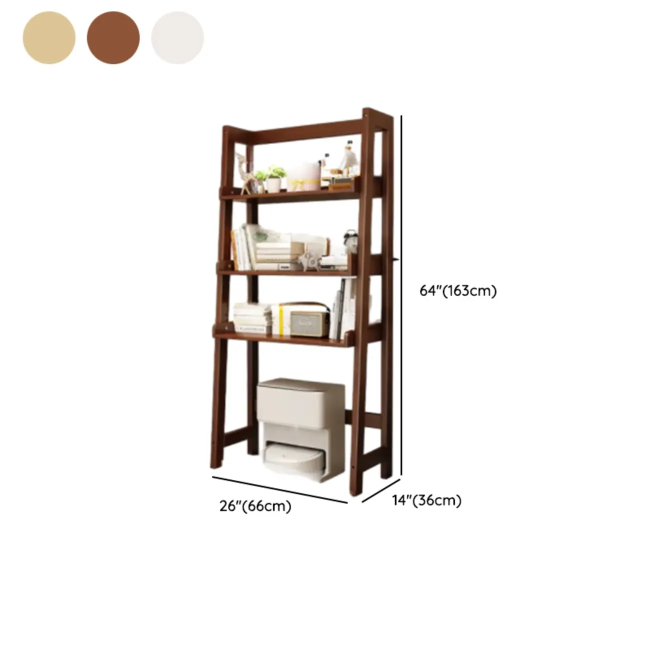 Narrow Modern Rubberwood Ladder Bookcase Open Back Image - 18 | homeyfad