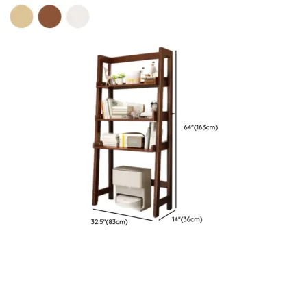 Narrow Modern Rubberwood Ladder Bookcase Open Back Image - 20